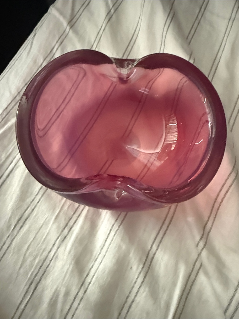 Barbini Style Murano Glass Cigar Ashtray Pink Iridescent Vintage
